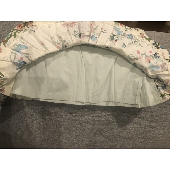 TIBI SZ. 4 TULIP SKIRT LINED WITH BUTTERFLY PRINT, COTTON BLEND PLEATS. - Picture 5 of 5